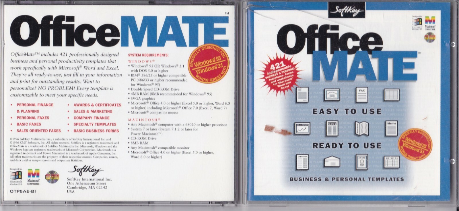 Vintage OfficeMate for Windows 95 and Windows 3.1 (PC CD, 1996) *COMPLETE*