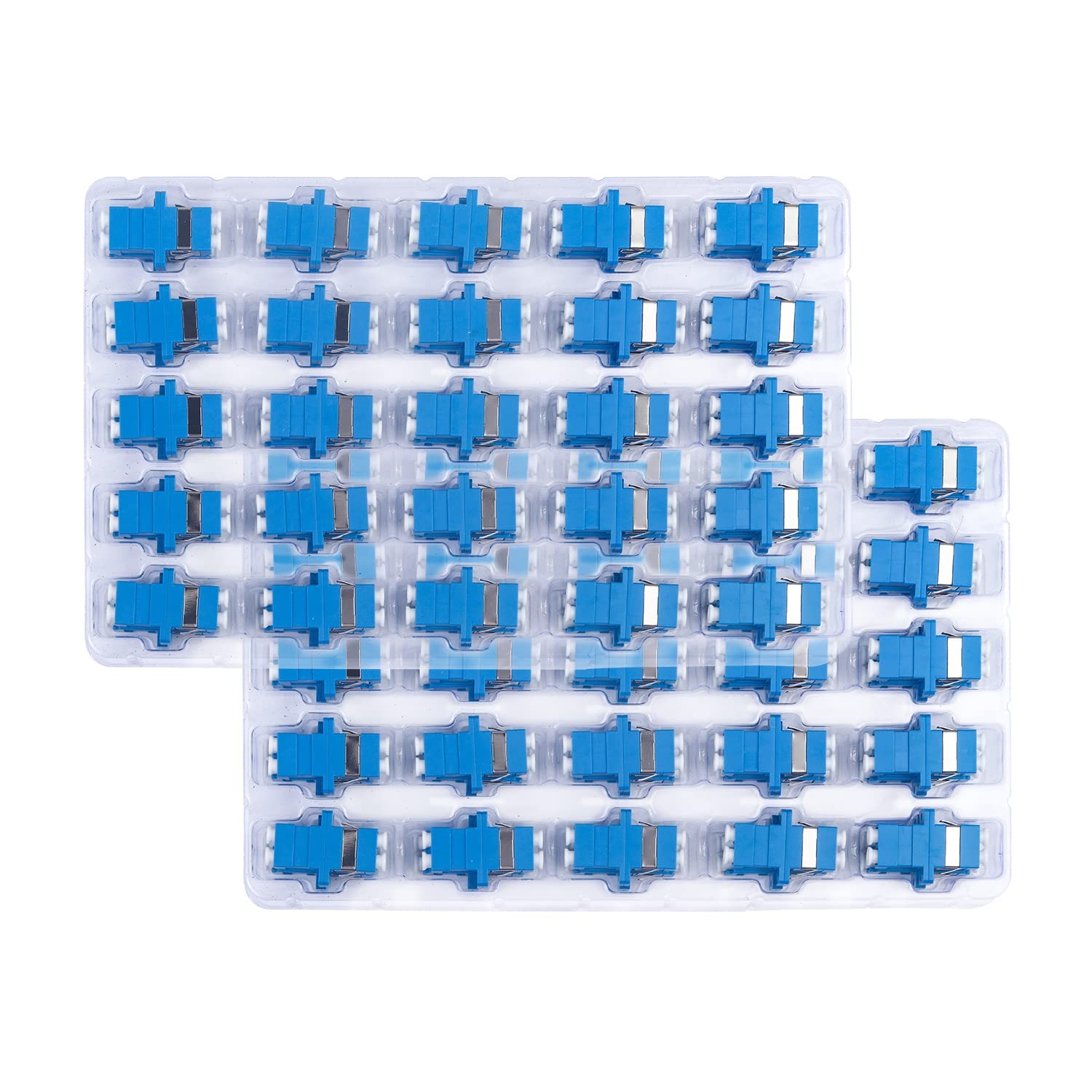 100 Pack LC/UPC Duplex Singlemode Fiber Optic Coupler Flange Adapters Blue