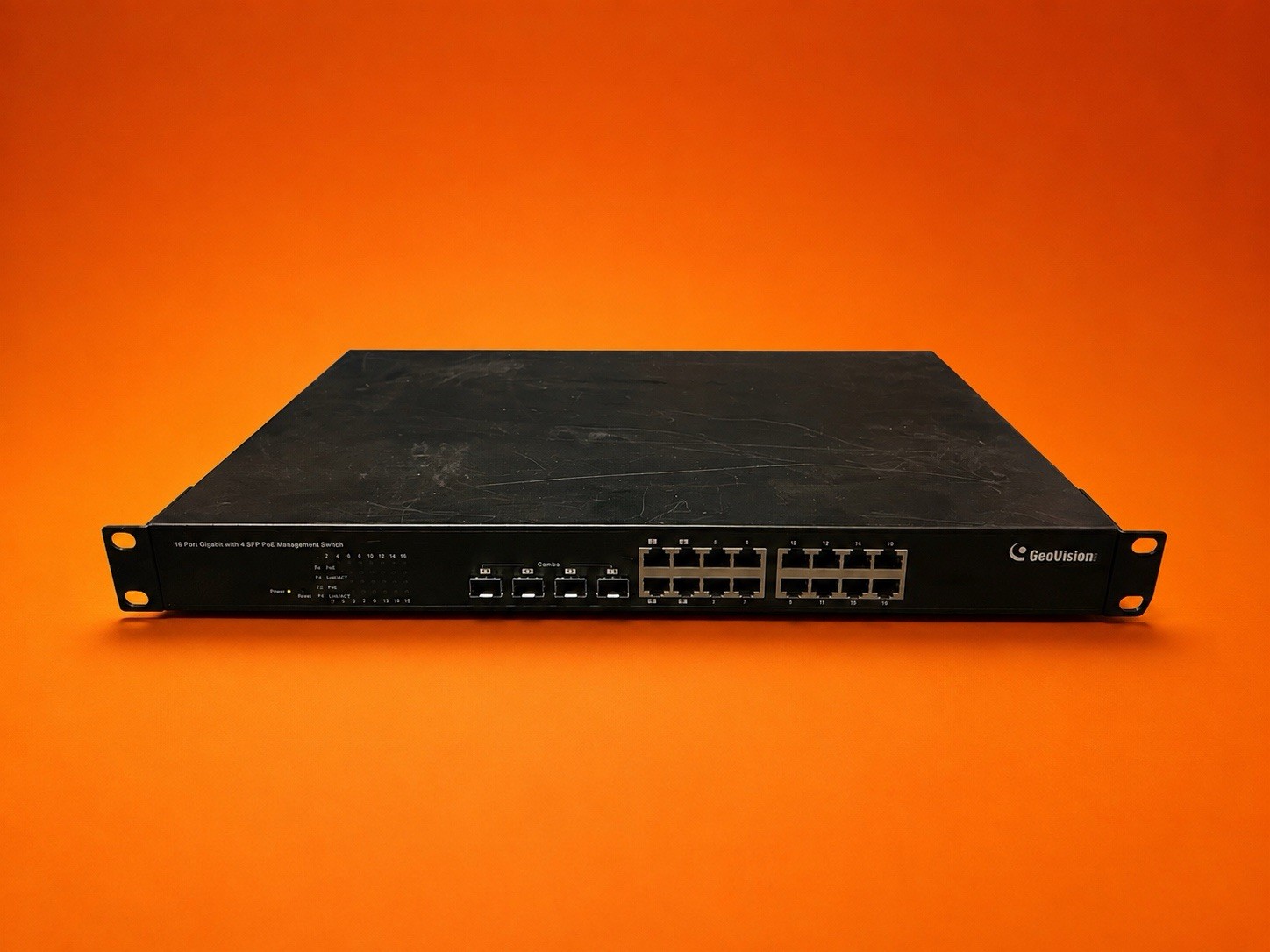 GeoVision GV-POE1611-V2 16-Port Gigabit PoE+ Switch/2 SFP & 2 Combo Uplink Ports