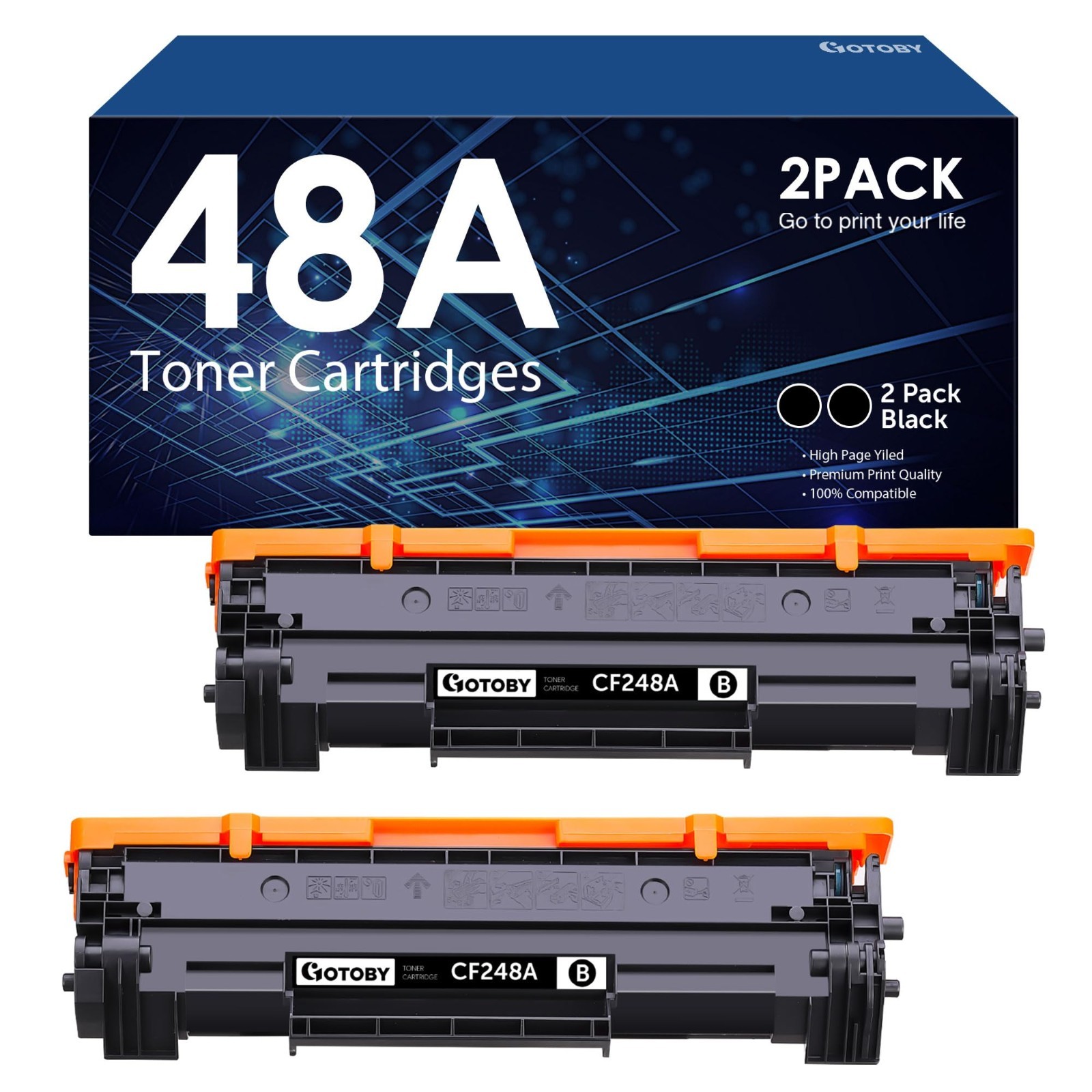 Toner Compatible HP 48A CF248A Black Toner Cartridges 2 PACK