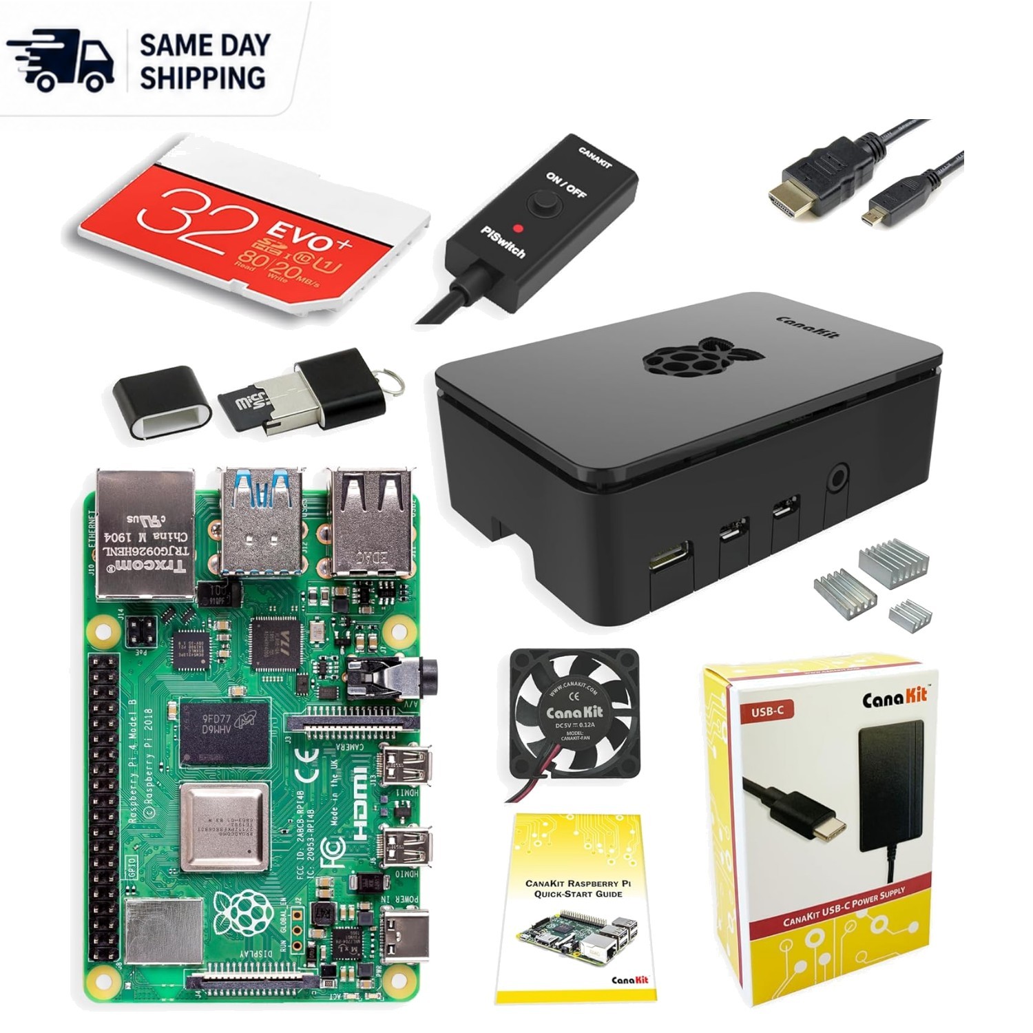 Comprehensive Raspberry Pi 4 Kit - 4GB RAM, Display Cable, Power Supply Included