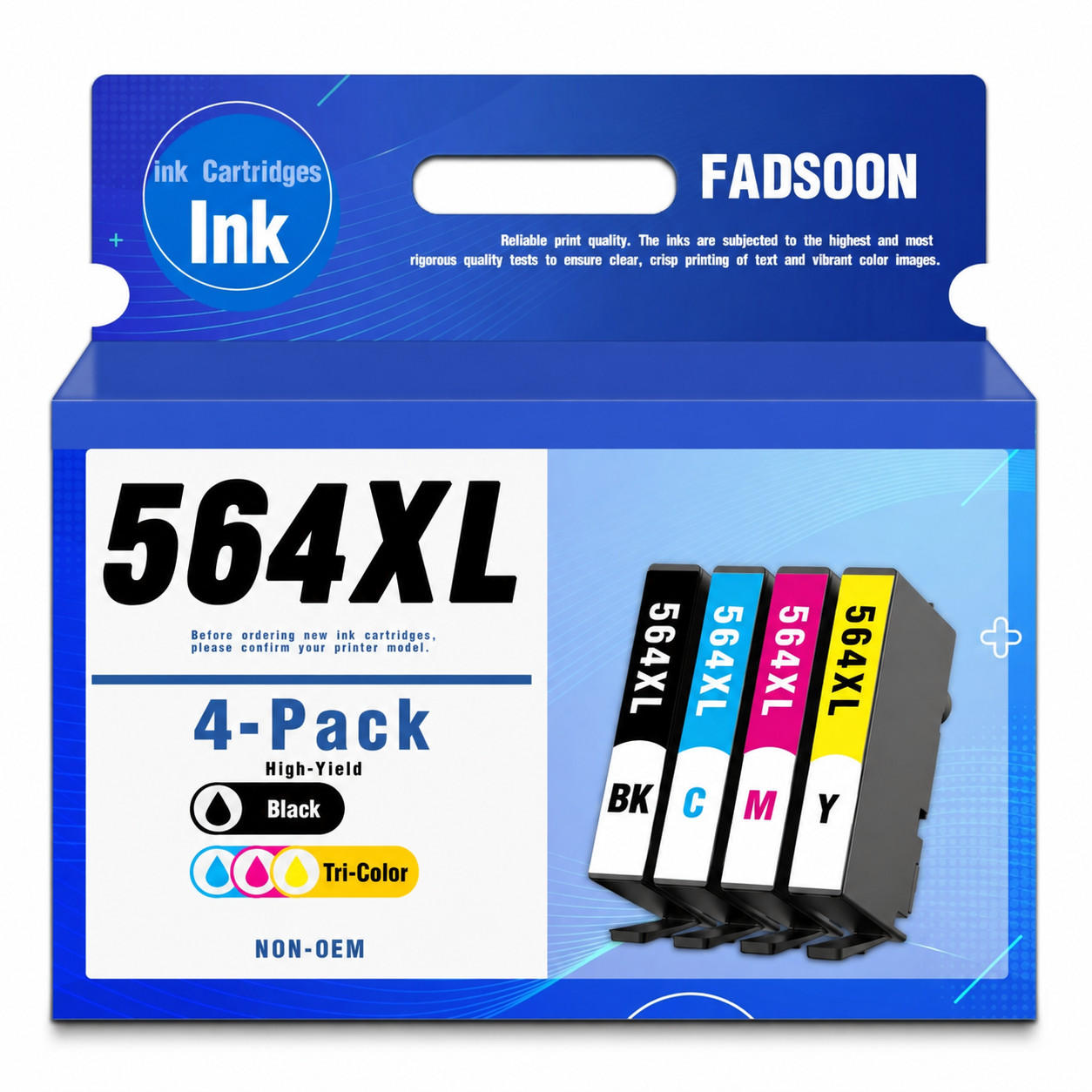564XL Ink Cartridge 4PK BK/C/M/Y With Chip High Yield for Photosmart 5510 5520