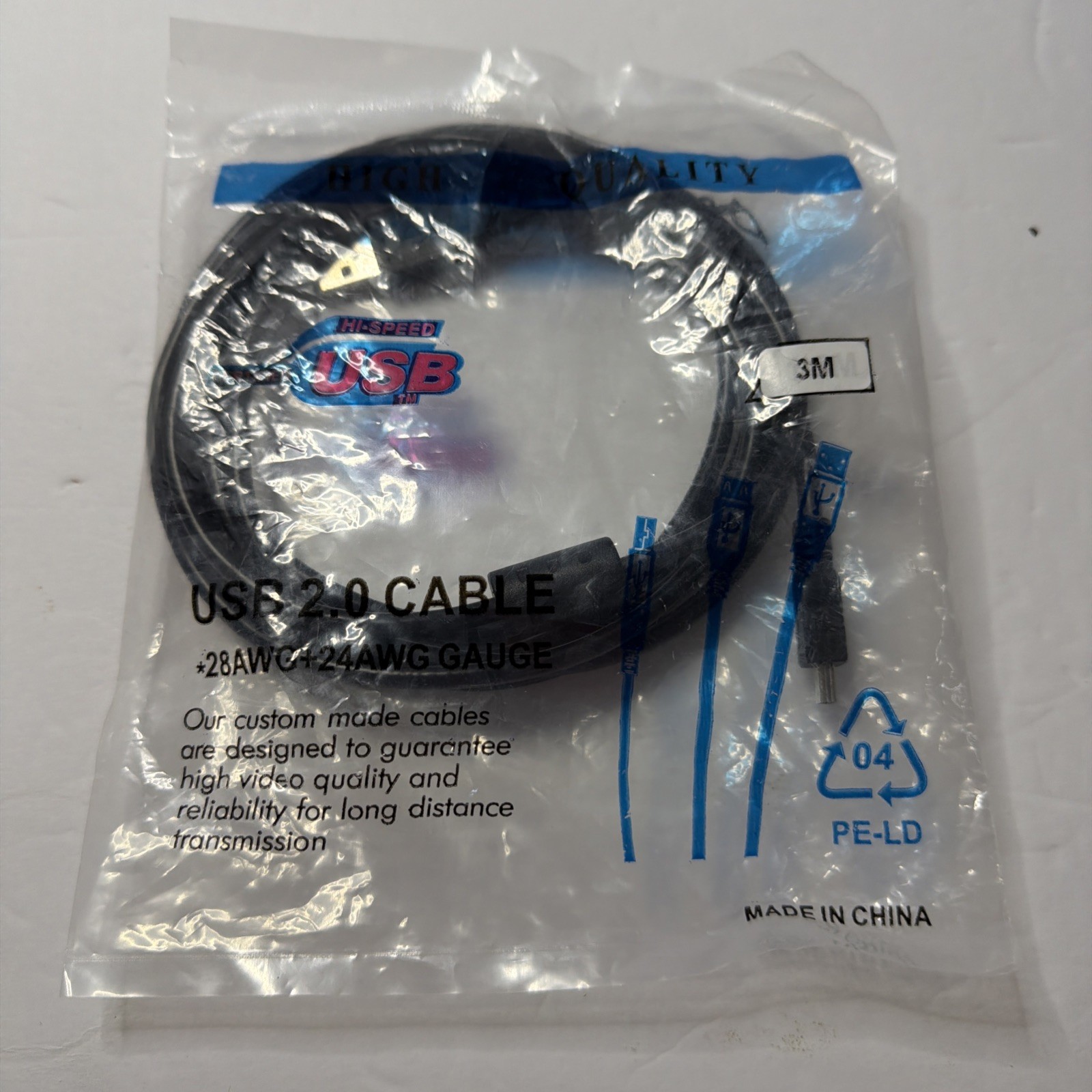 20ft USB 2.0 Computer Cable 28AWG+24AWG Hi speed High Quality New 