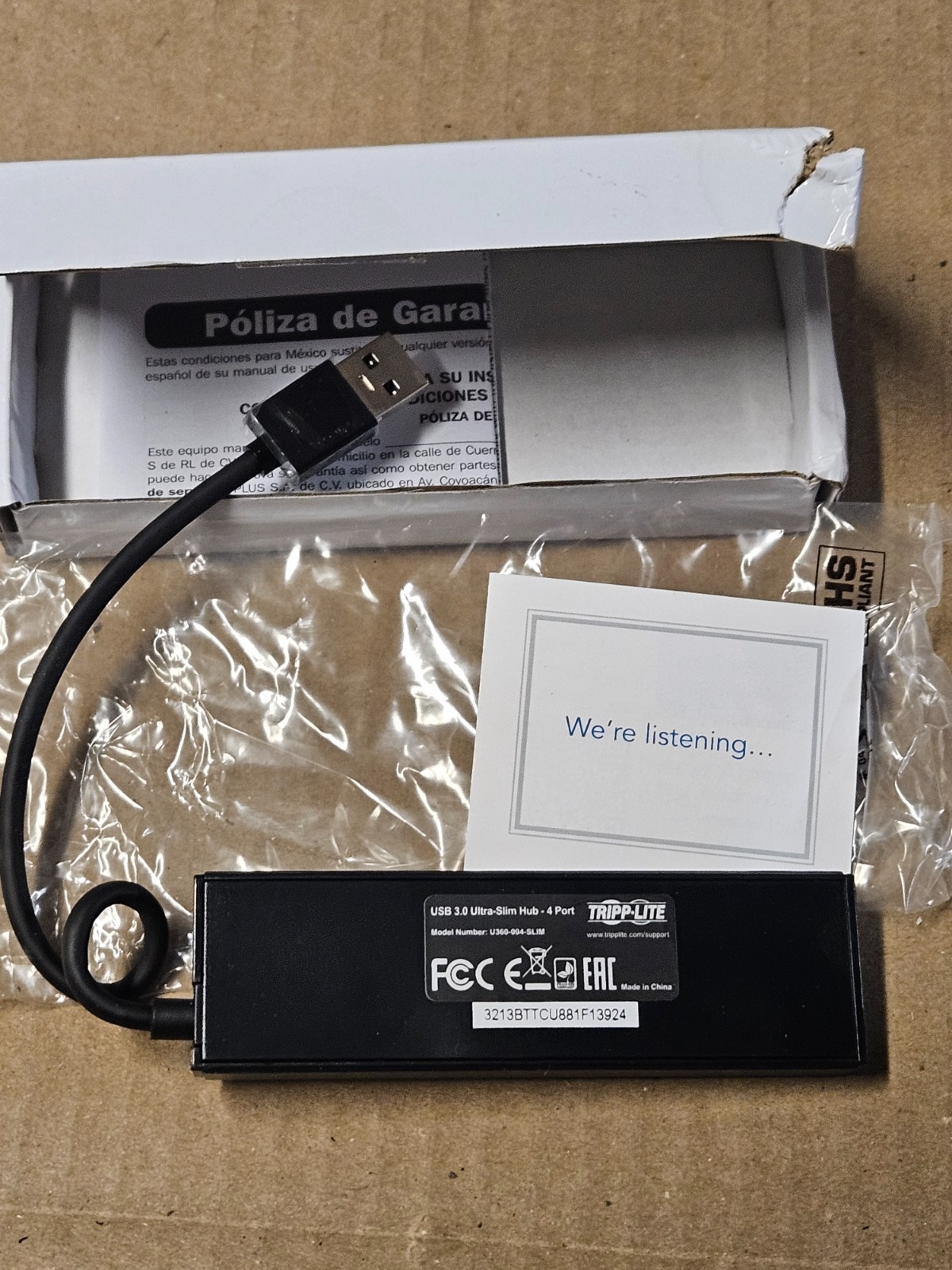 Lot of 4 Tripp Lite U360-004-SLIM USB 3.0 Ultra-Slim 4-Port Hub New in Box