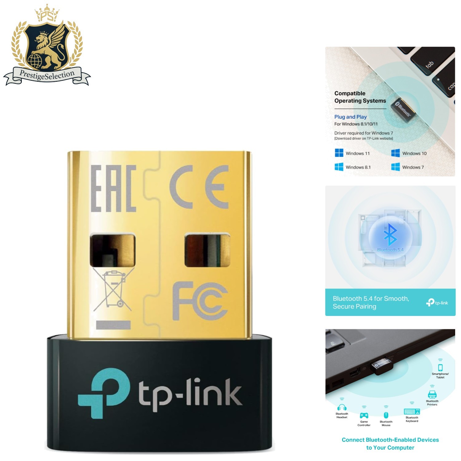 High-Speed Bluetooth 5.4 USB Adapter - EDR & BLE Support for Multiple Devices
