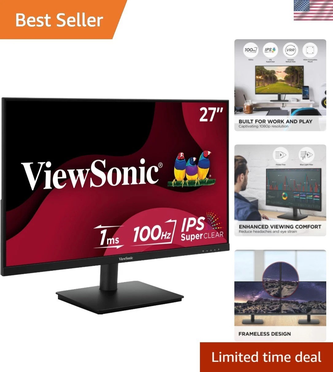 VS2747-H 27 Inch 1080p Computer Monitor, IPS 100Hz Display