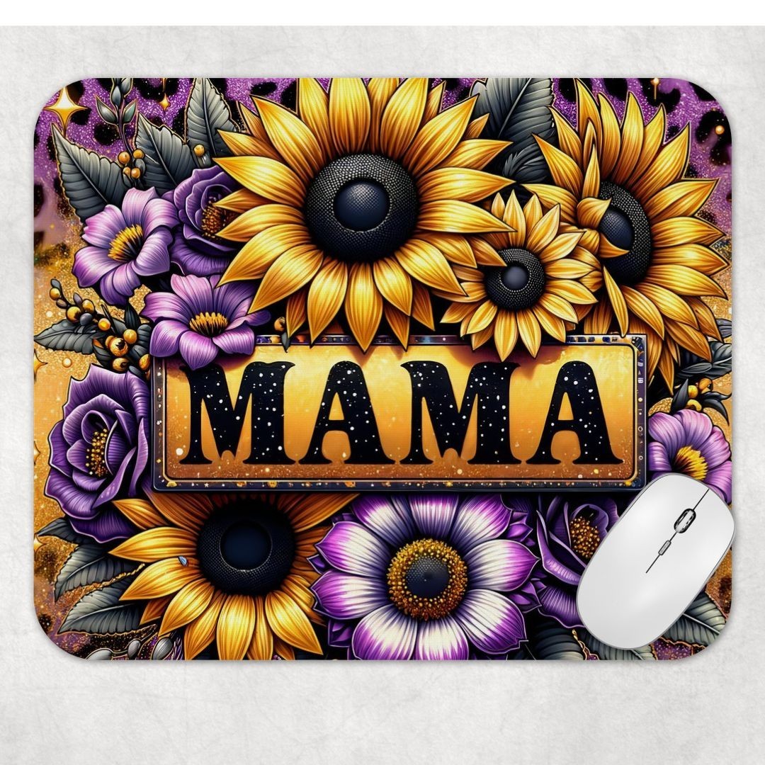 Mama Floral Custom Print Mouse Pad Non-Slip Computer Office Desk Mat Gift Idea
