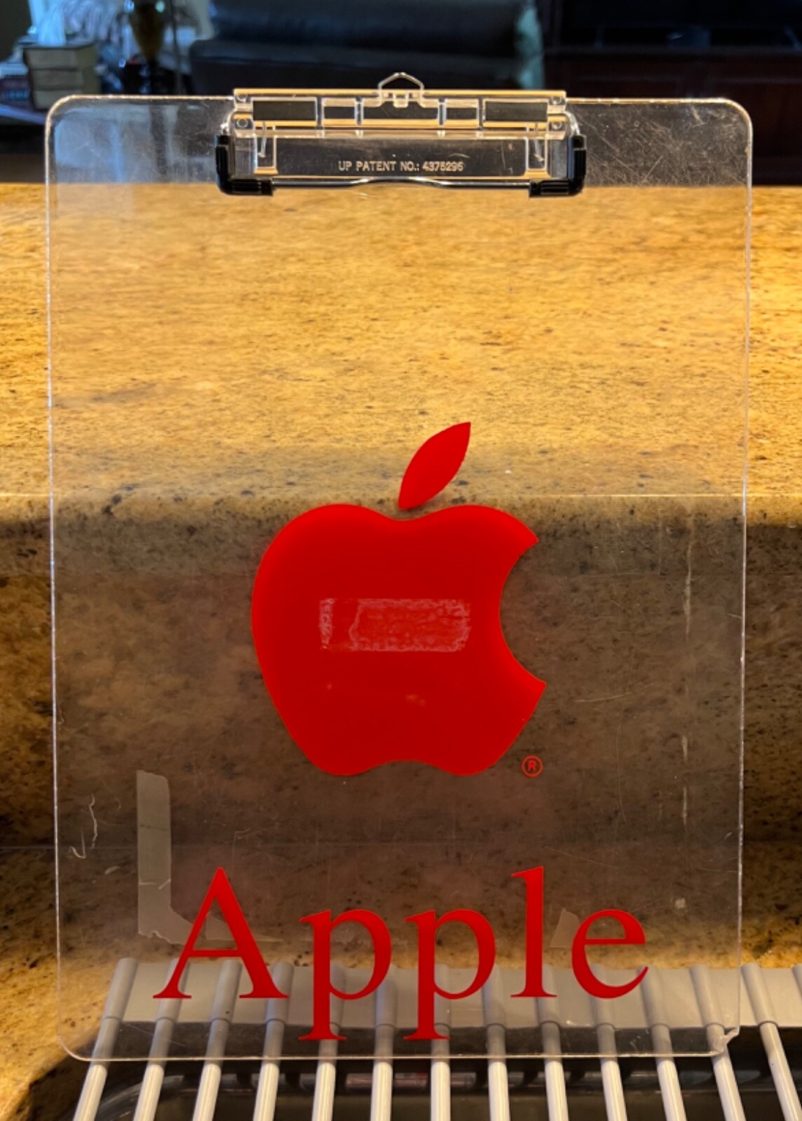 APPLE Computer Logo Clear Acrylic Clipboard Circa 1975 Vintage