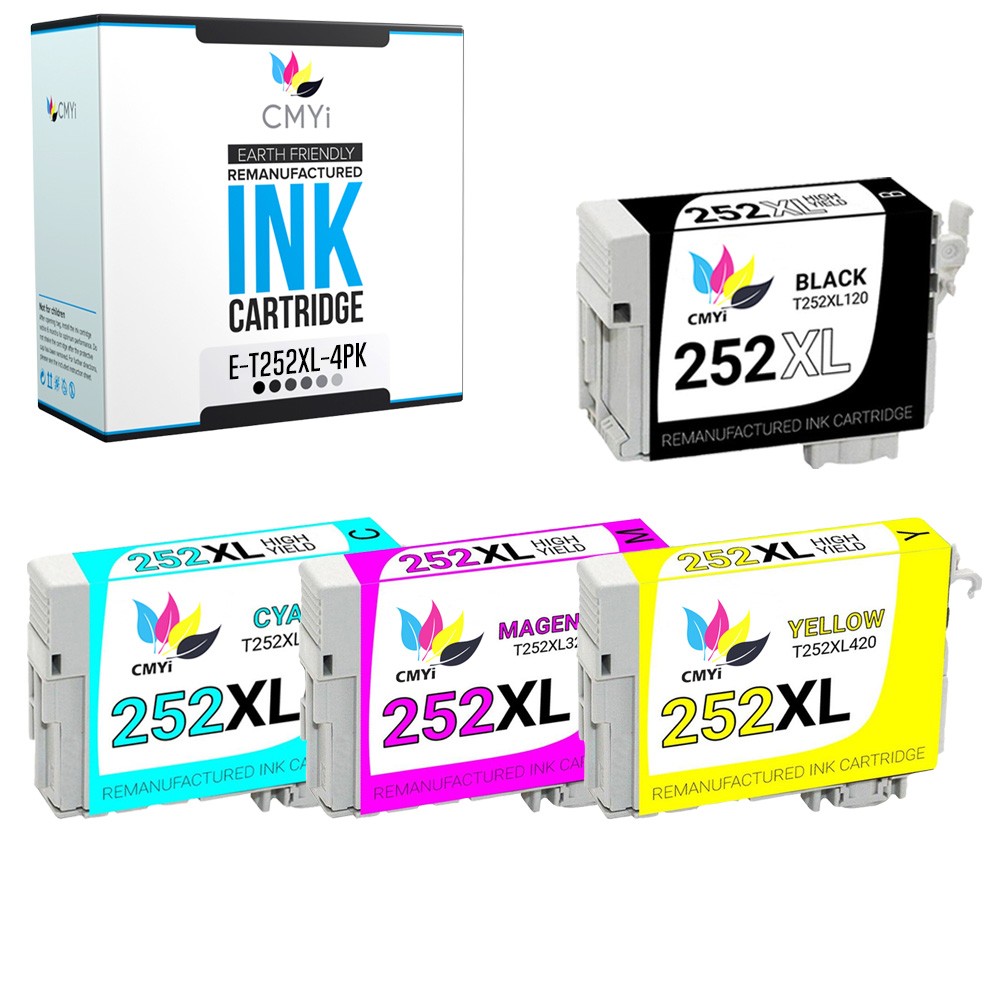 4X CMYi Replacement 252XL Ink Cartridges for Epson Workforce WF-7620 WF-7720DTWF