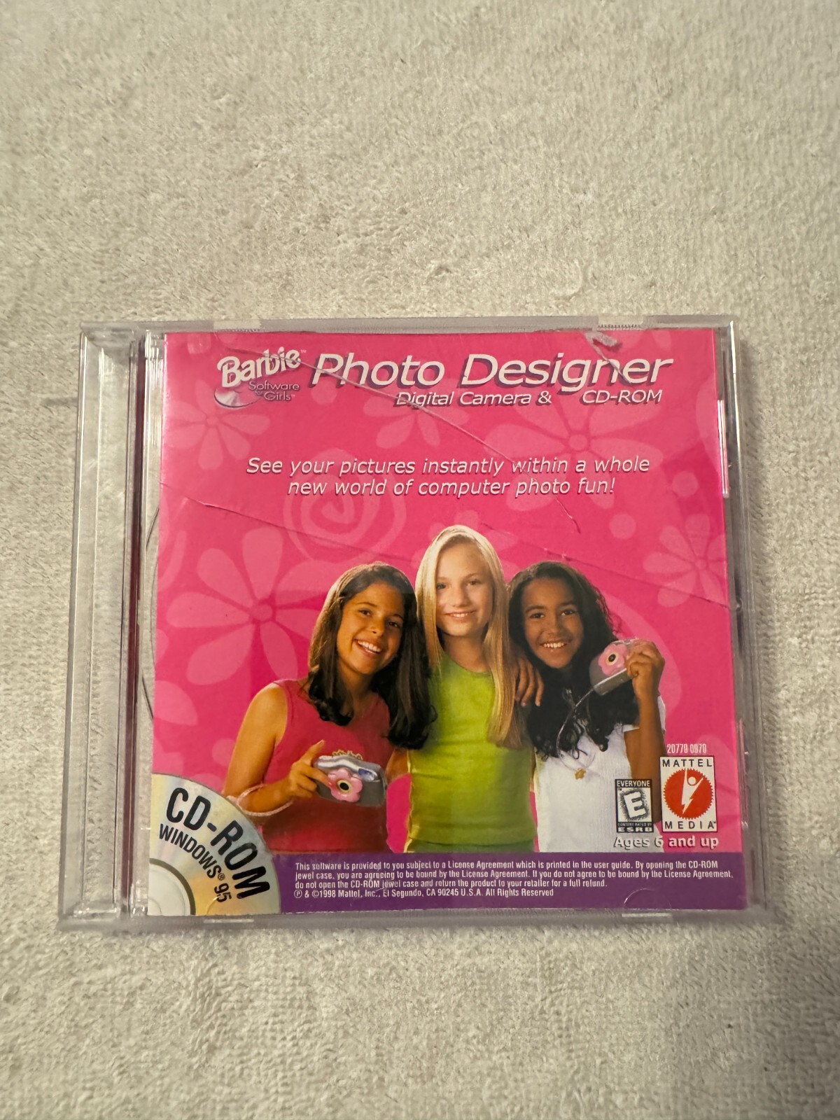 1998 Mattel Media Barbie Doll Photo Designer Computer Disc PC Windows 95 CD Rom