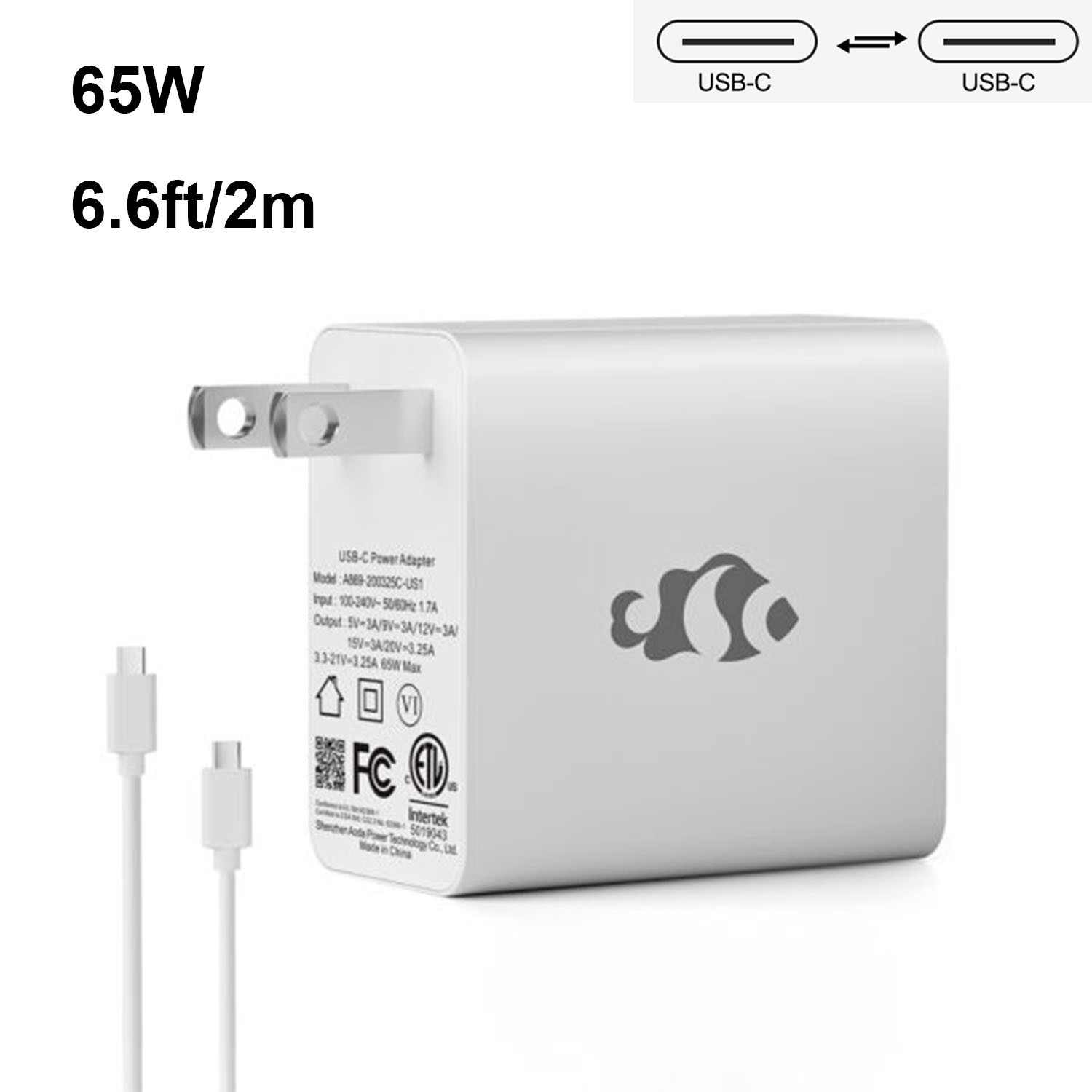 NIMO Original Laptop Charger 65W Watt USB C Computer Phone Power Adapter 2m