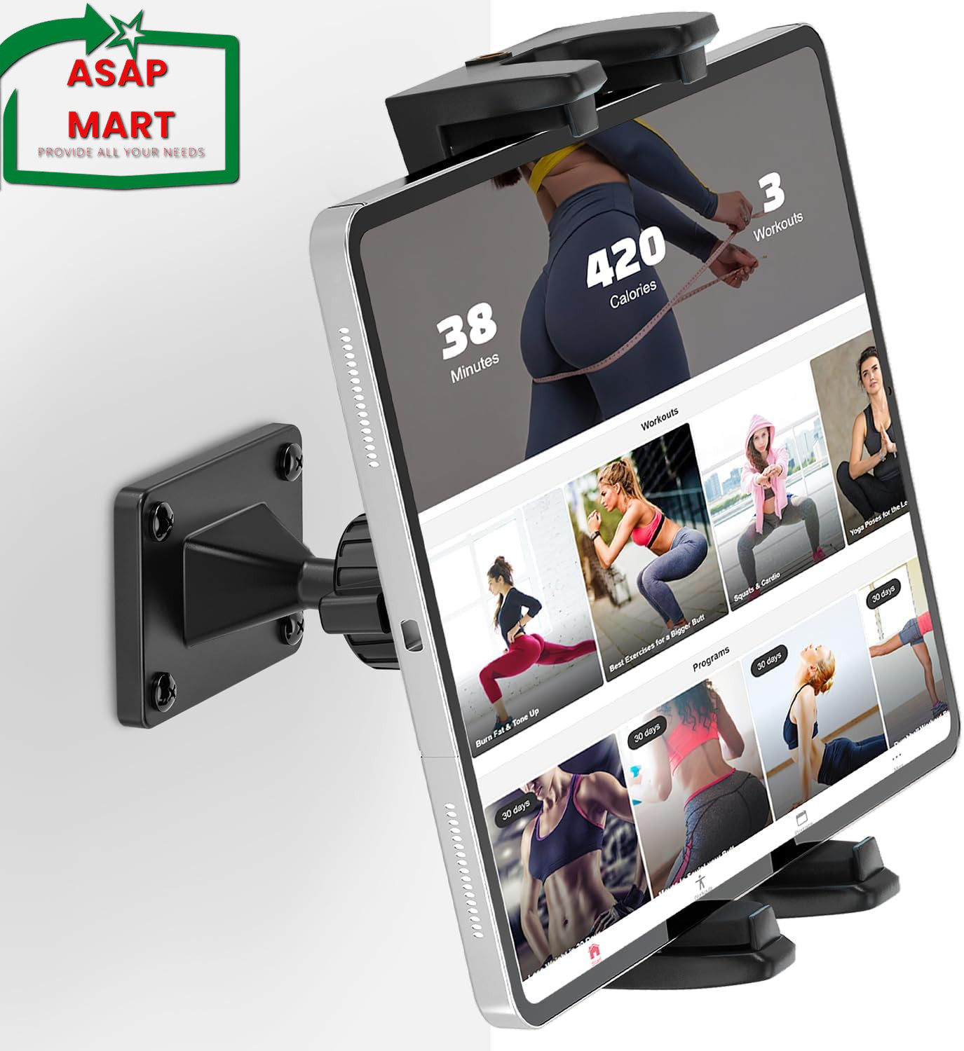 Tablet Wall Mount, 360° Rotation Tablet Holder Stand, Sturdy Metal Base, Kitchen