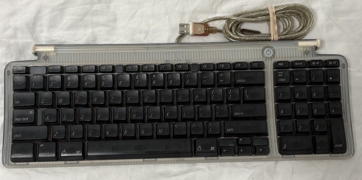 Vintage Apple USB Keyboard M2452 Blueberry iMac Transparent USB Keyboard 1999