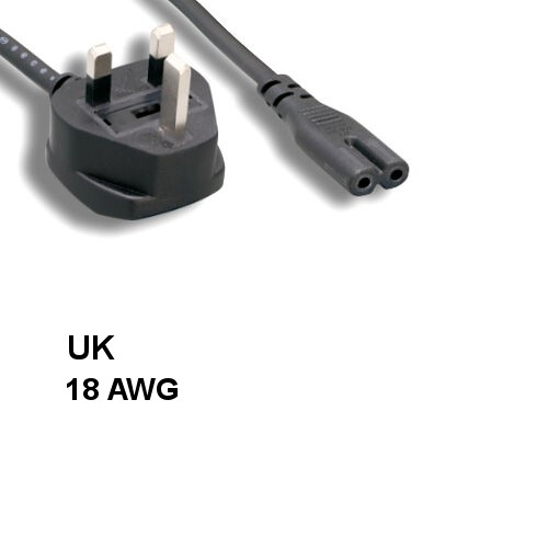 [Lot10] 6Ft UK Britain Non-Polarized 2Pin Power Cord IEC60320 C7 to BS 1363 5A/2