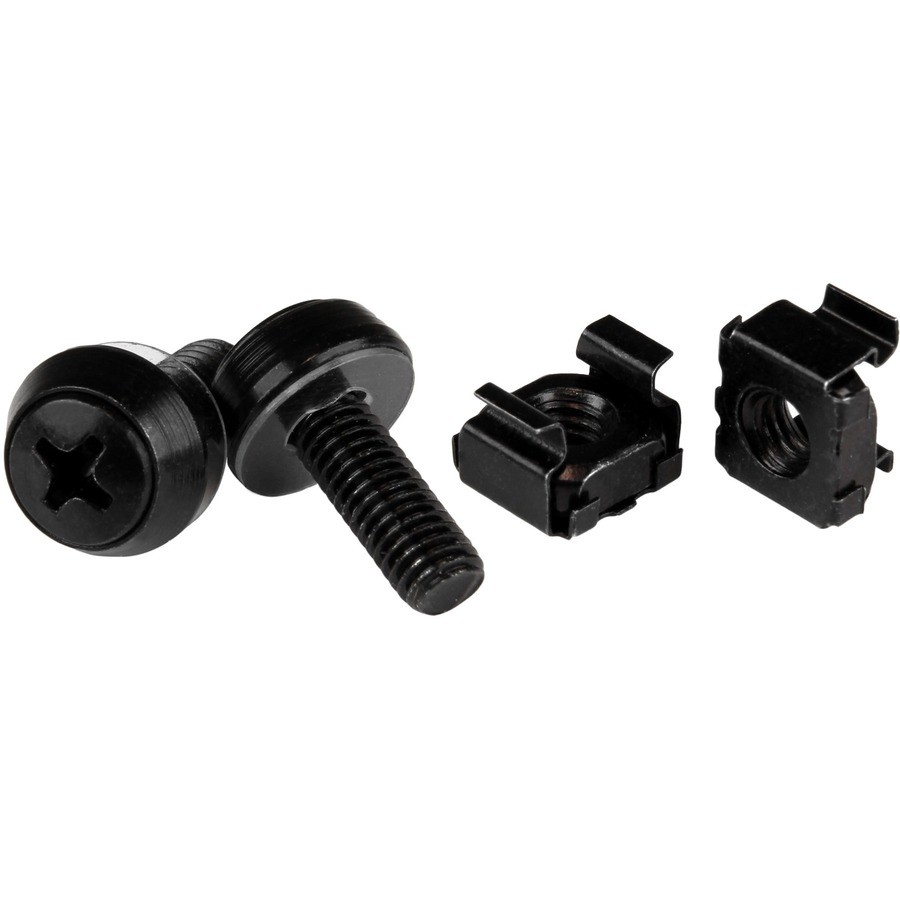 StarTech M6 x 12mm - Screws and Cage Nuts - 50 Pack, Black