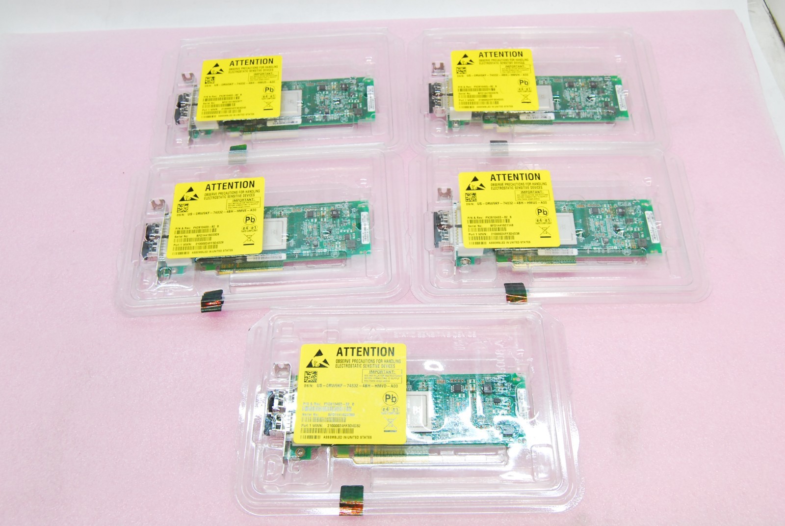 LOT OF 5 DELL / QLOGIC PX2810403-82 PCIe Dual 8GB Fibre 0RW9KF W/ SFP T8-B10