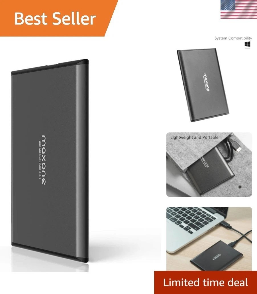 Sleek 500GB USB 3.0 External Hard Drive - Ultra Slim, Aluminum, Plug and Play