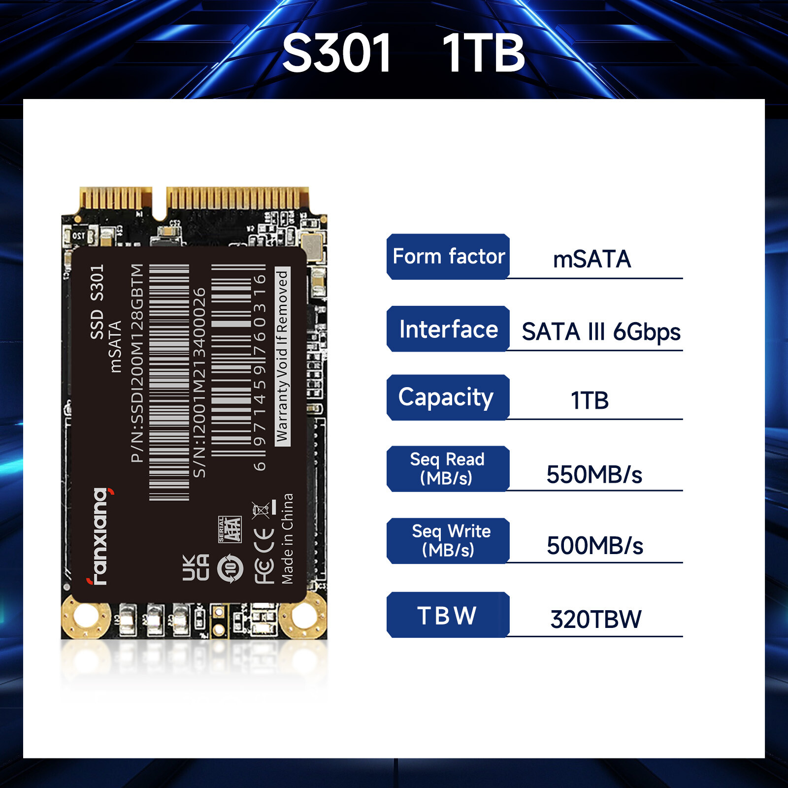 Fanxiang 2TB 1TB mSATA SSD 512GB Mini SATA Solid State Drive PC/Mac 560MB/s Lot