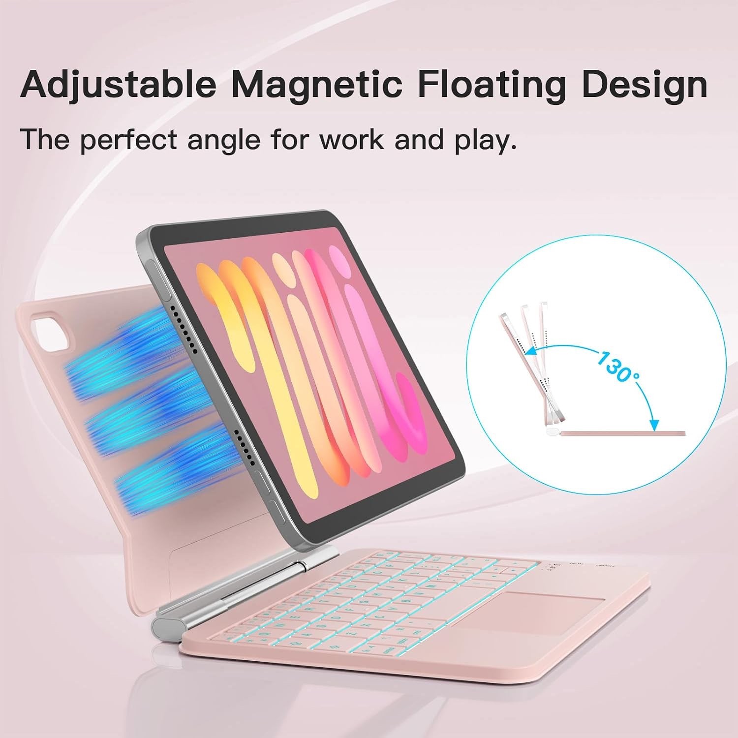 PINK 🔥5 ⭐⭐⭐⭐⭐iPad mini Magic Keyboard Case Magnetic