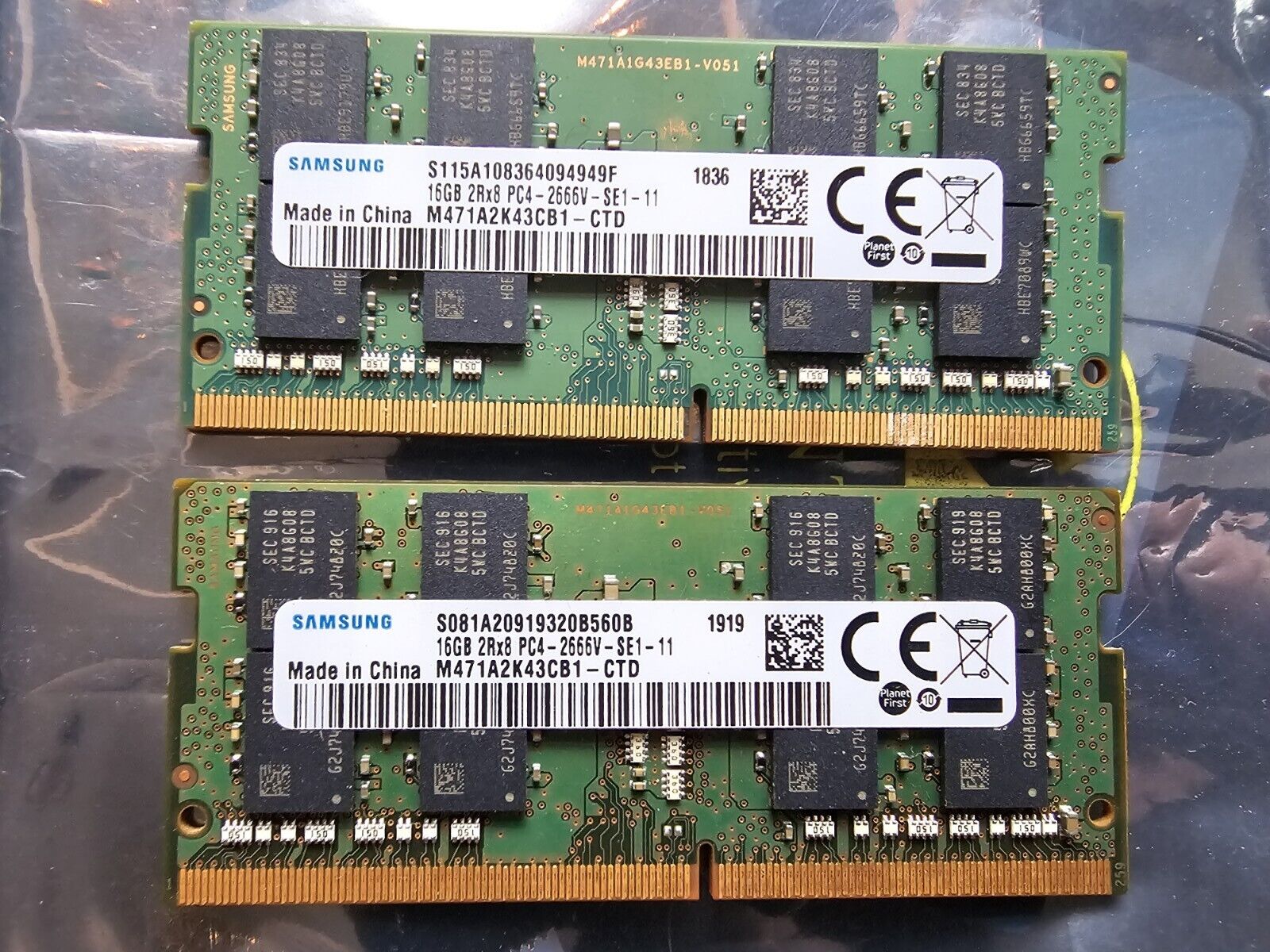 Samsung 32GB 2X16GB DDR4 PC4-21300 2666V 2RX8 2666MHz 260pin SO-DIMM Laptop Ram