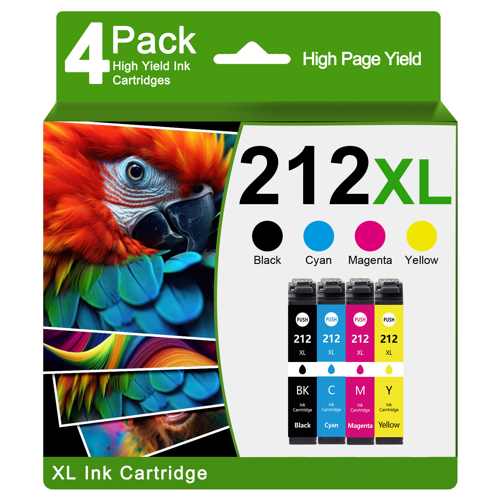 4x 212XL Ink Cartridges Replacement for Epson WorkForce WF-2830 WF-2850 XP-4100