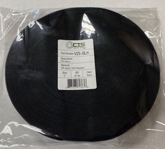 Case of 50 rolls-V25-BLK-CTS hook and loop cable management rolls, 3/4” x 25yard