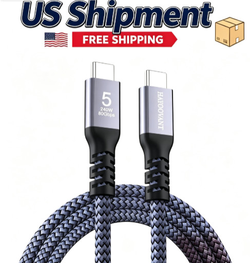 New Thunderbolt 5 Woven Cable 3.3 Feet 80Gbps 240W Fast Charging TB5-X100BZ USK
