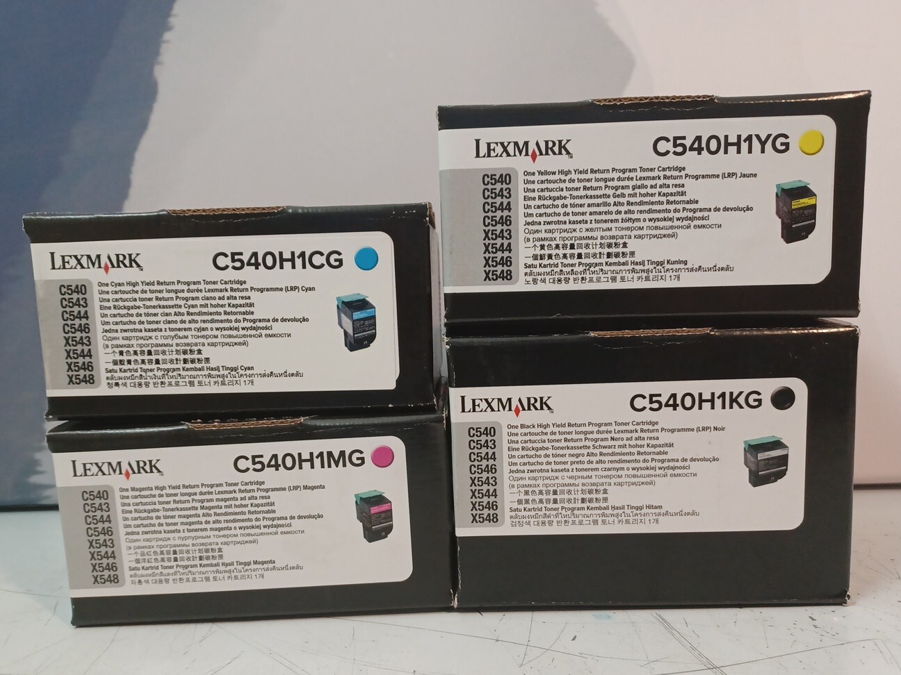 4pk LEXMARK C540 C540H1KG, C540H1YG, C540H1CG, C540H1MG Sealed Genuine Cartridge