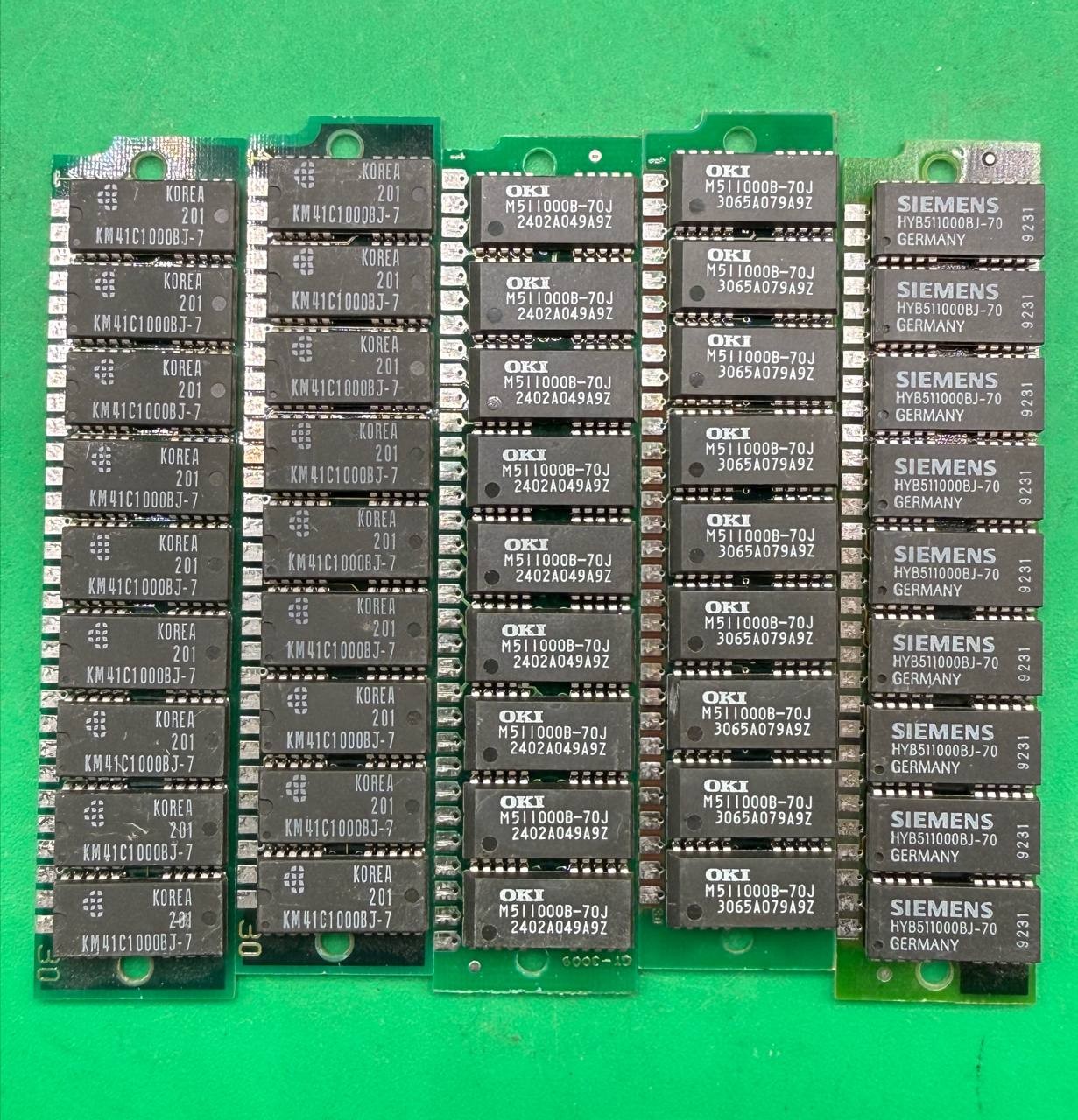 Lot of 5 Vintage 30-Pin SIMM RAM Memory Modules Samsung OKI Siemens EN
