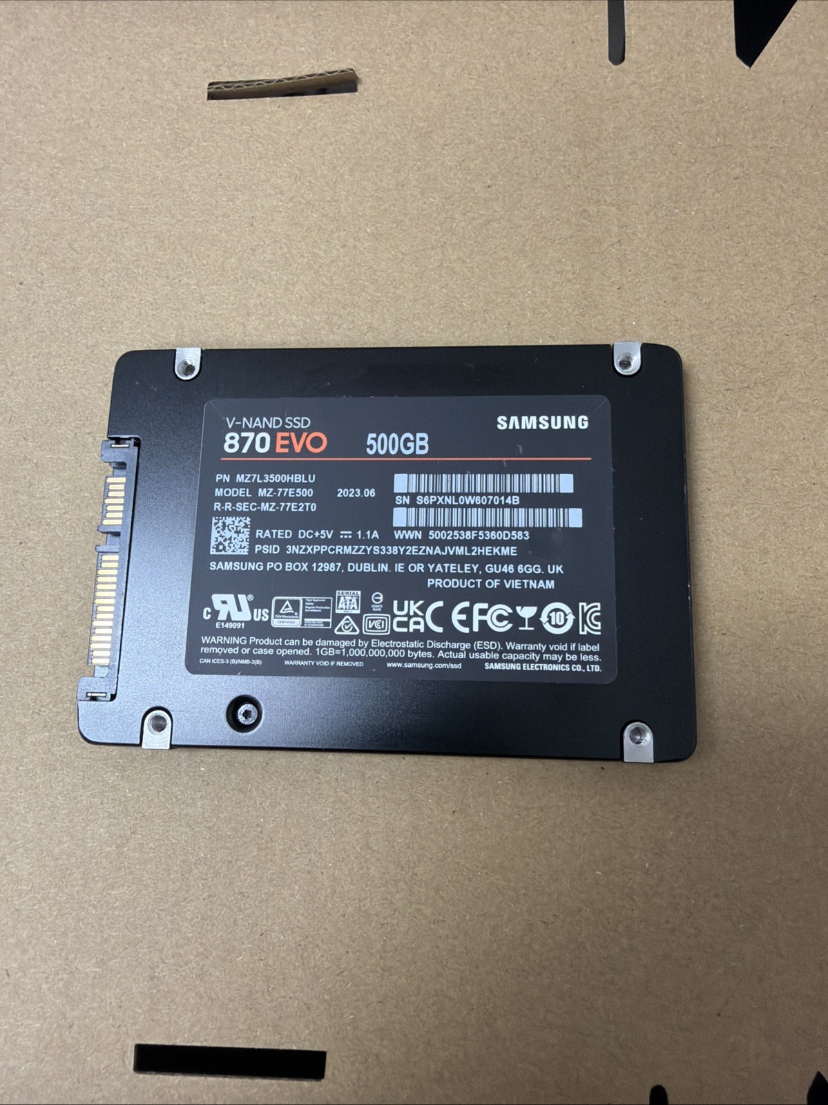 Samsung 870 EVO 500GB 2.5" SATA III Internal SSD (MZ-77E500B/AM)