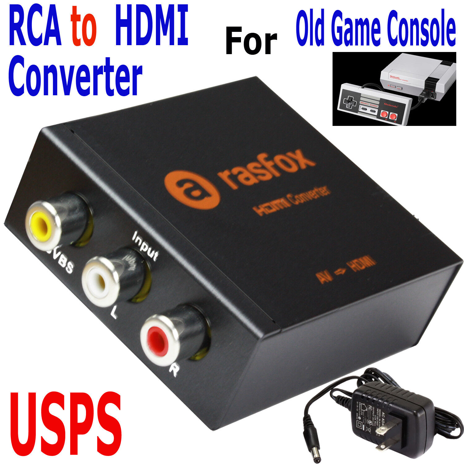 AV/3RCA to HDMI Converter 1080P Upscaler For N64 NES Sega Xbox PS2 Game Console