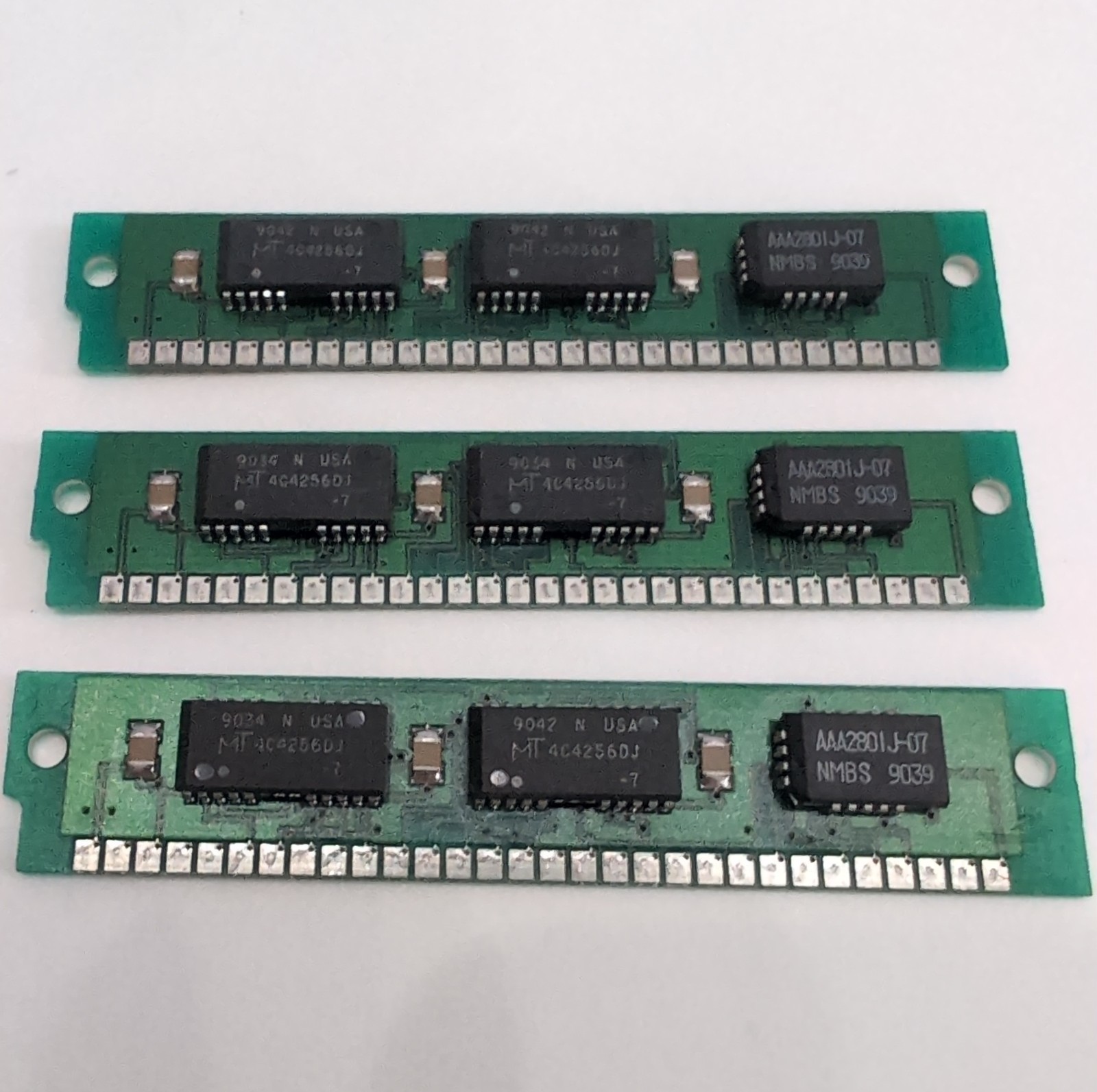 Lot of 3 Vintage 256KB 30-Pin SIMM RAM Micron Tech 3-Chip Parity FPM DRAM Tested