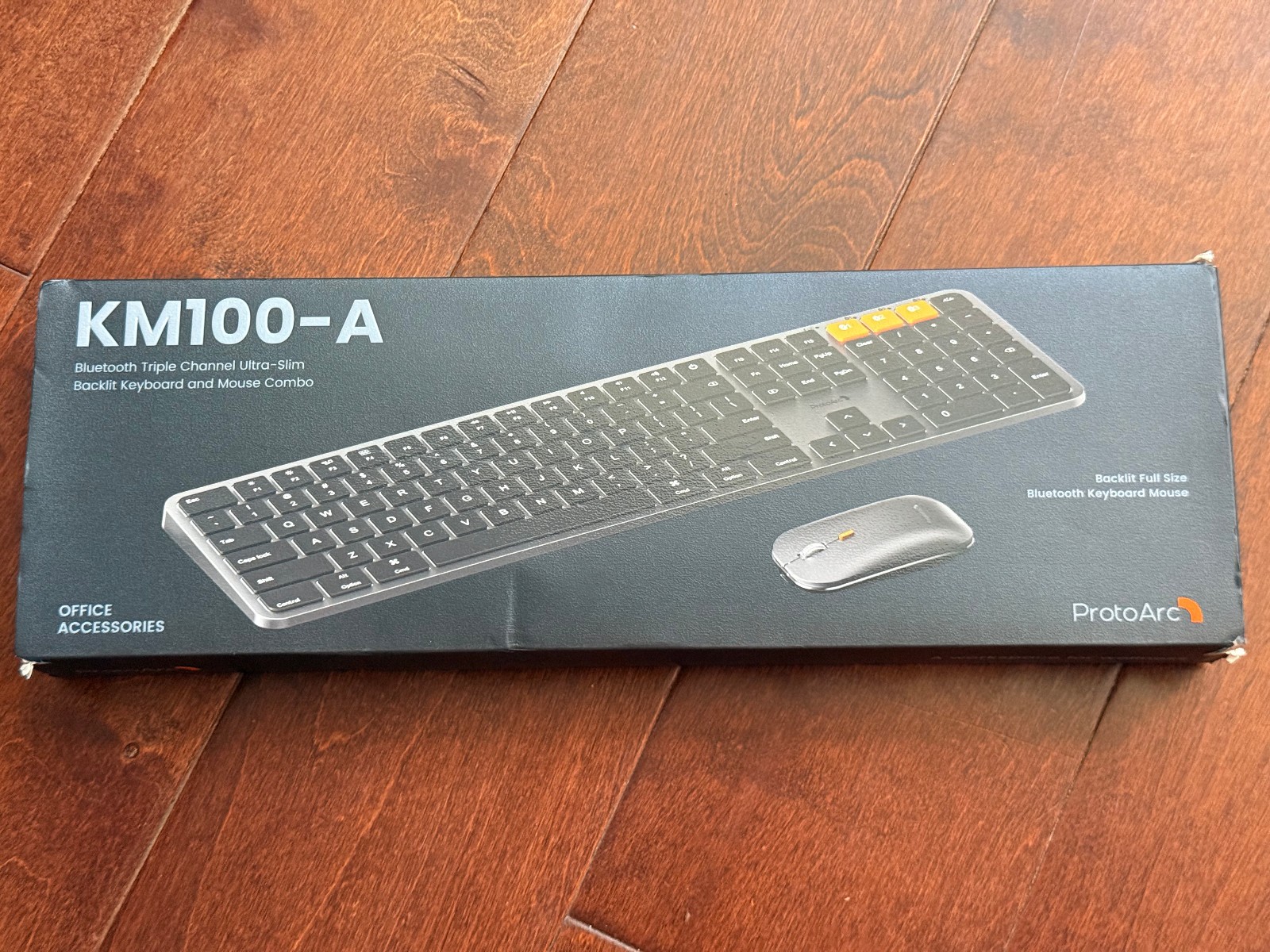 ProtoArc, KM100-A, Bluetooth, Full Size Keyboard/Mouse Combo, Black