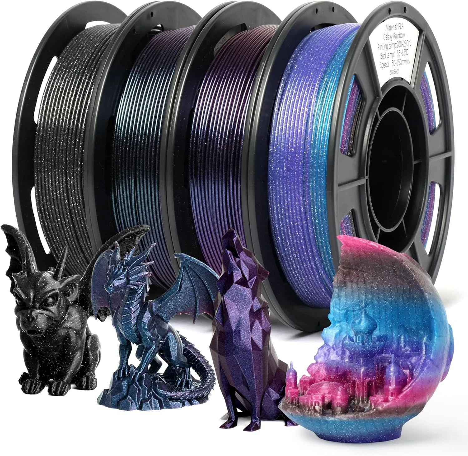 3D Printer Filament, Galaxy Glitter PLA Filament 1.75Mm, Chameleon Color Shift &