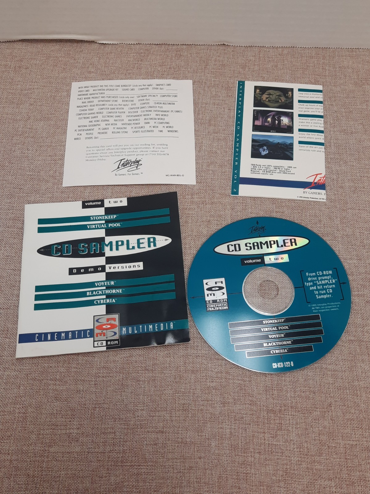 Interplay CD Sampler Vol. 2 (CD-ROM)  Disc And Paperwork Only