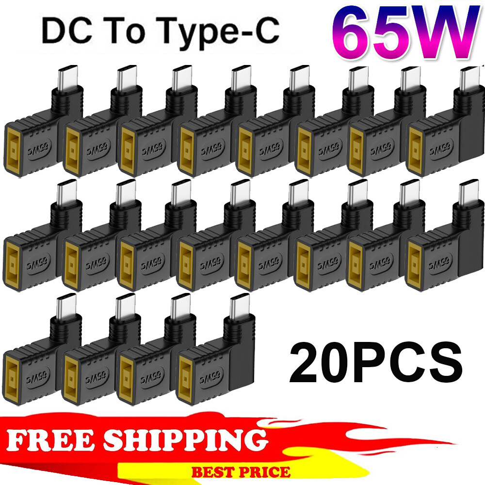 20Pcs 65W USB C Type C To PD Power Charger Adapter Square Converter For Lenovo
