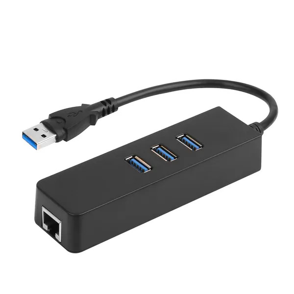 USB 3.0 Hub 3 Port Gigabit Ethernet Adapter RJ45 10/100/1000 Mbps LAN