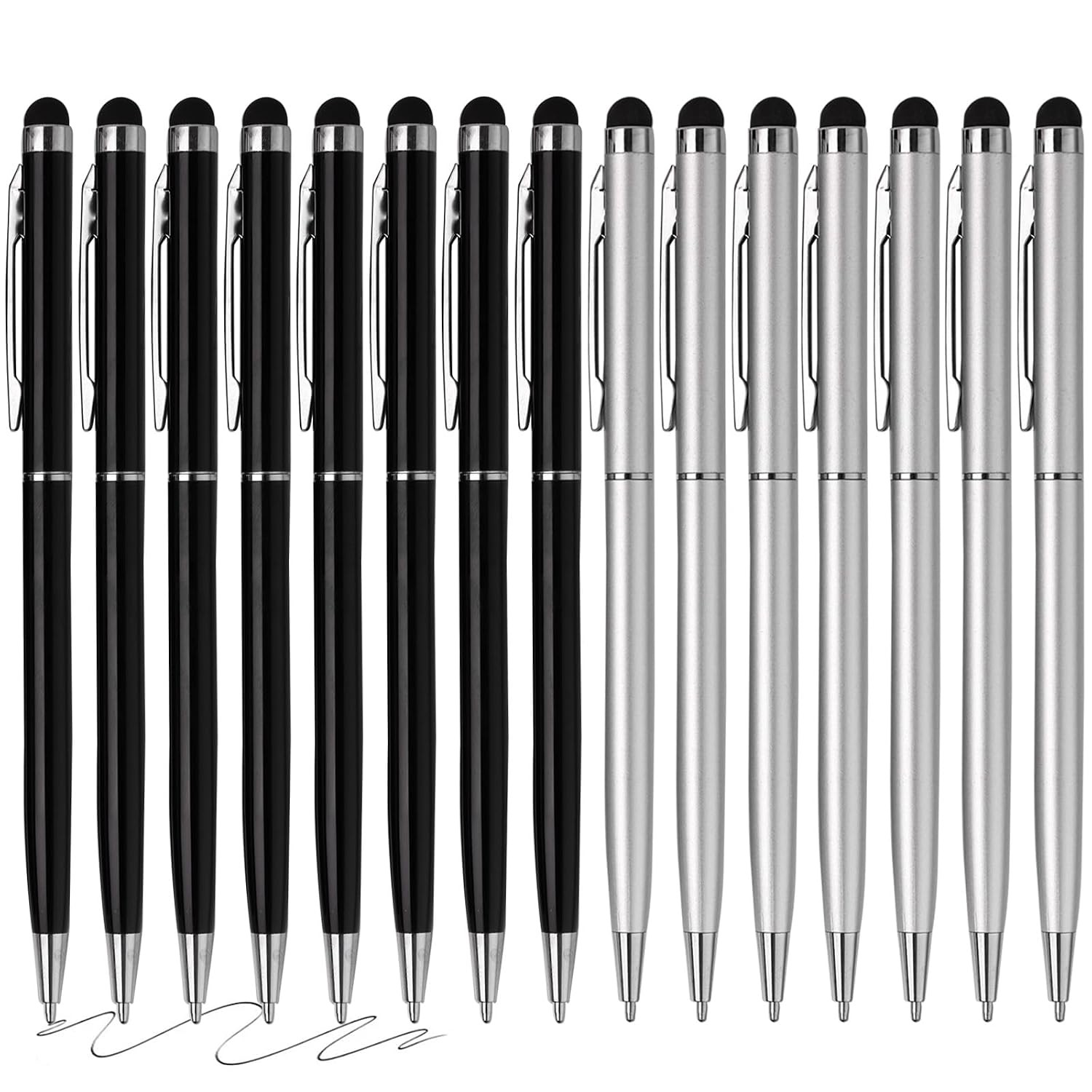 Silver Black Stylus Pens for Touch Screens Compatible with Phones Tablets