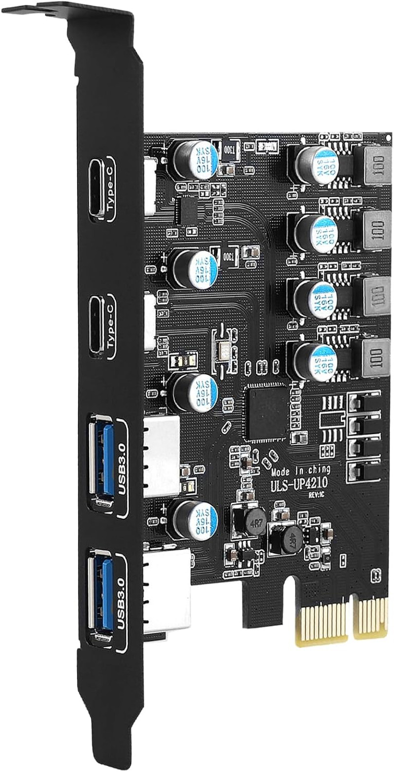 4 Ports PCI-E to USB 3.0 Expansion Card (2 USB Type-A and 2 USB Type-C Ports)...