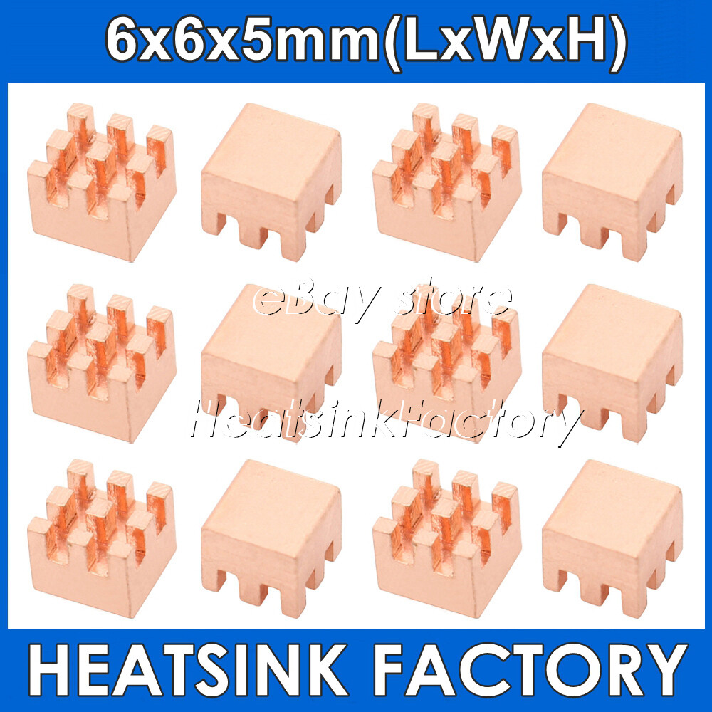 Pure Copper 6x6x5mm  Square Copper Heatsink Radiator Cooler With or Without Tape
