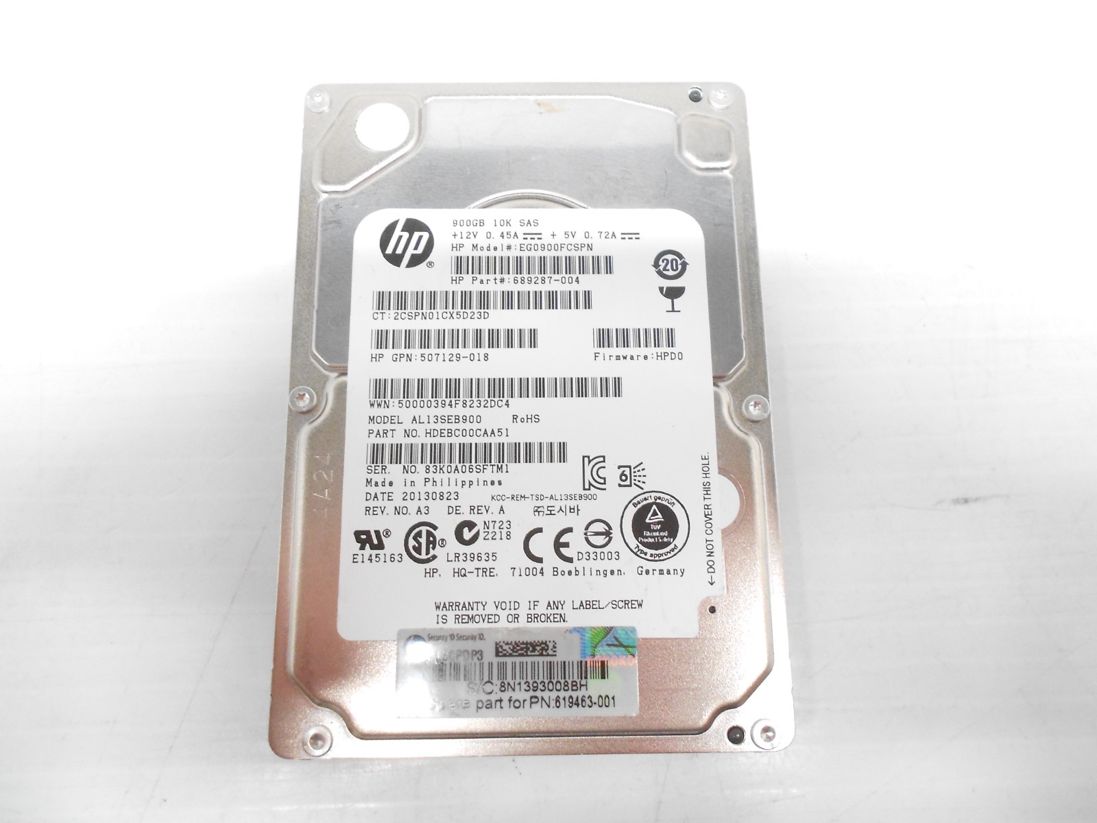 HP 689287-004 Toshiba 900GB 10K 2.5 SAS 6G Server Storage JBOD Hard Drive Dell