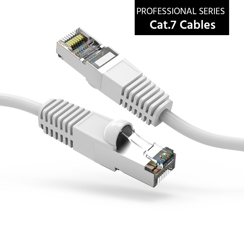 15Ft CAT7 Shielded (SSTP) 600MHz Ethernet Network Booted Cable White