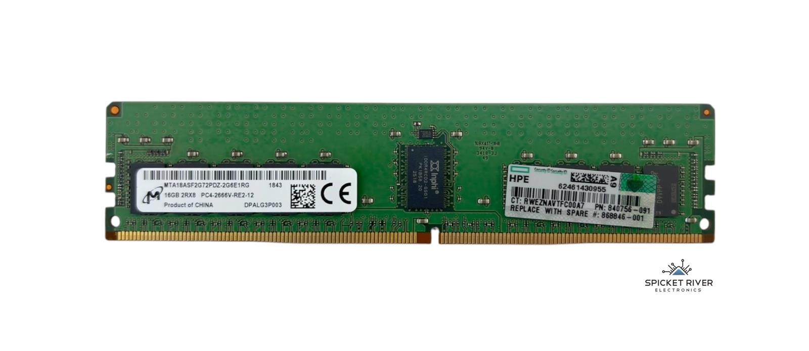 Micron MTA18ASF2G72PDZ-2G6E1RG 16GB 2Rx8 PC4-2666V DDR4 ECC Server RAM