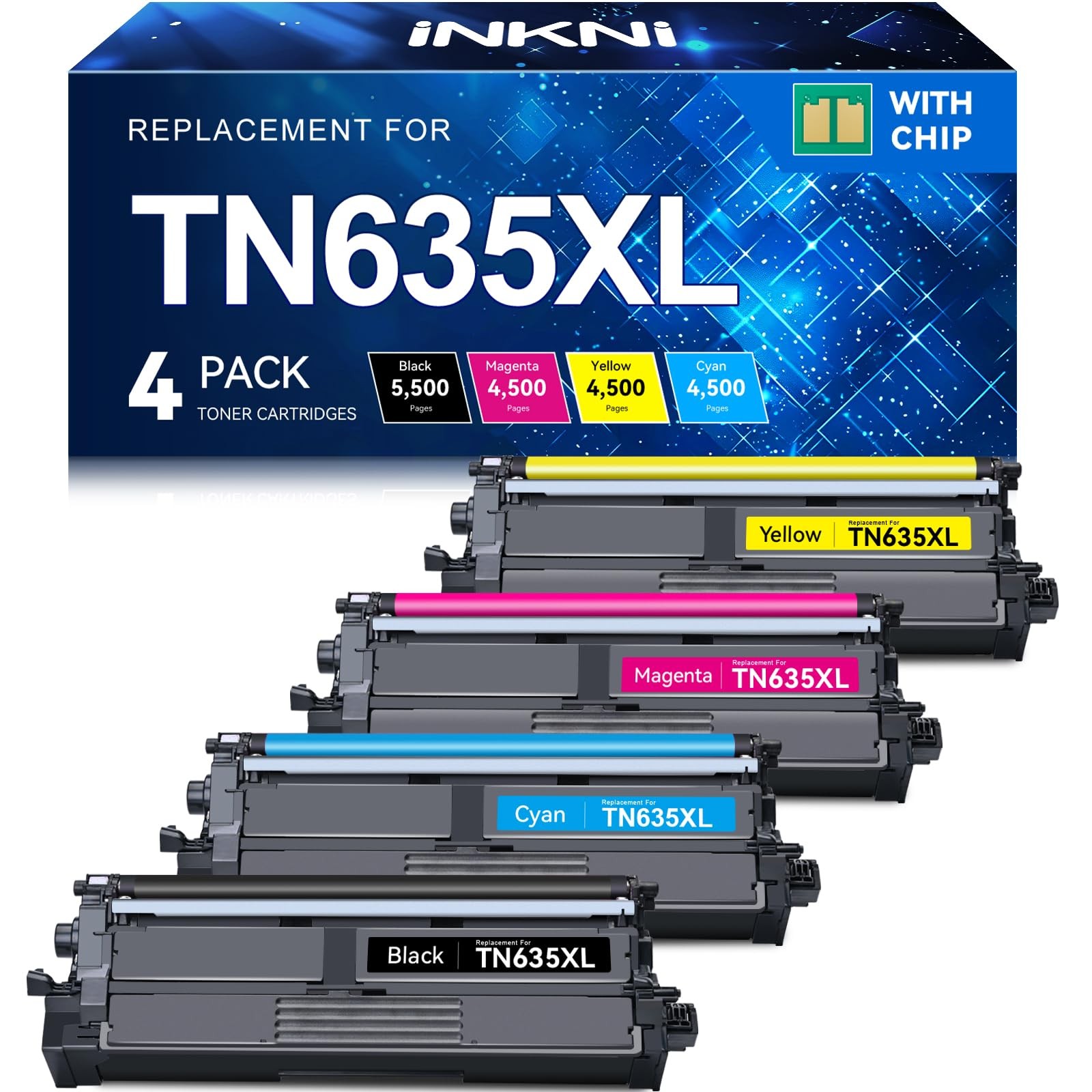 4 Pack Set NEW TN-635XL Brother Printer Compatible High Yield Toner $300 MSRP