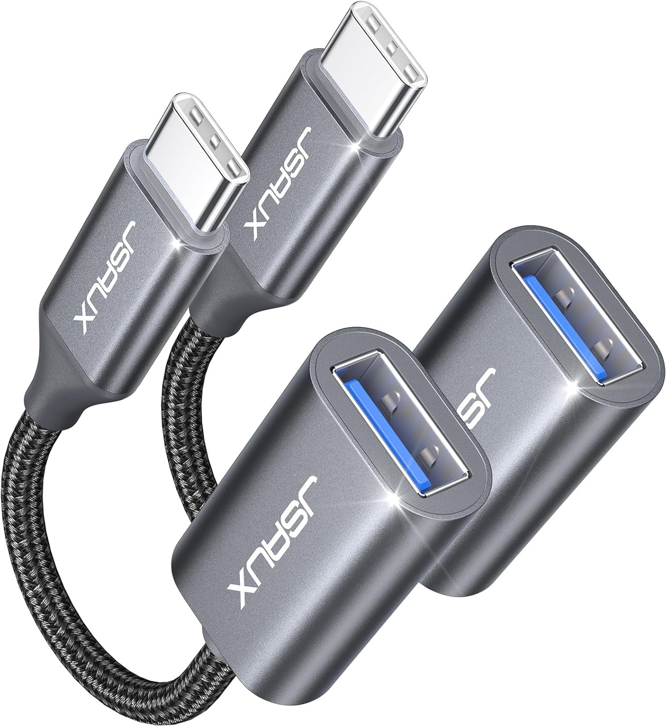 JSAUX USB C to USB 3.0 Adapter [2 Pack], USB C Male to USB Female OTG Cable Adap