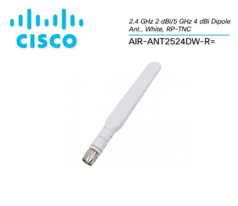 Cisco AIR-ANT2524DW-R Aironet Dual Band Wi-Fi Antenna | 2 dBi / 4 dBi | RP-TNC