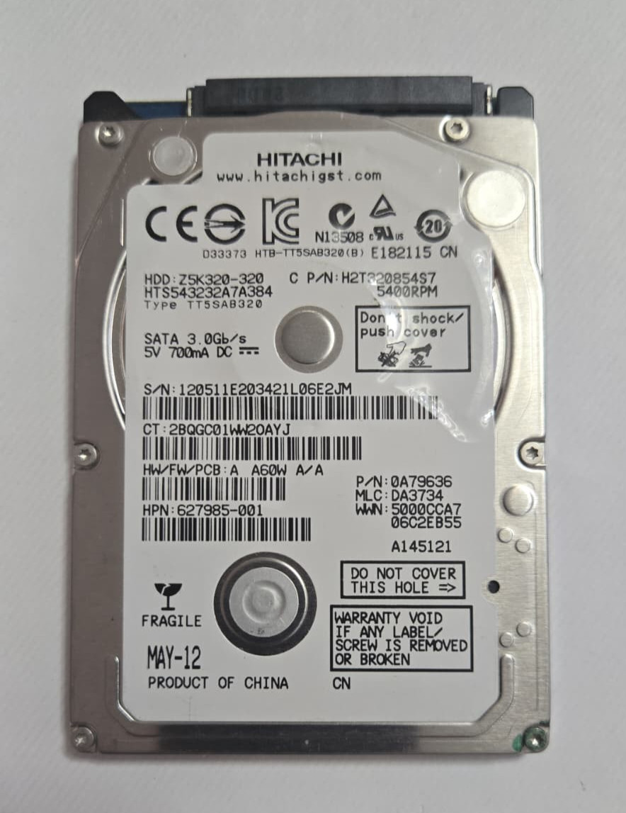 Hitachi Travelstar Z5K320 320GB 2.5" 5400RPM SATA 3GB/s 8MB HDD HTS543232A7A384