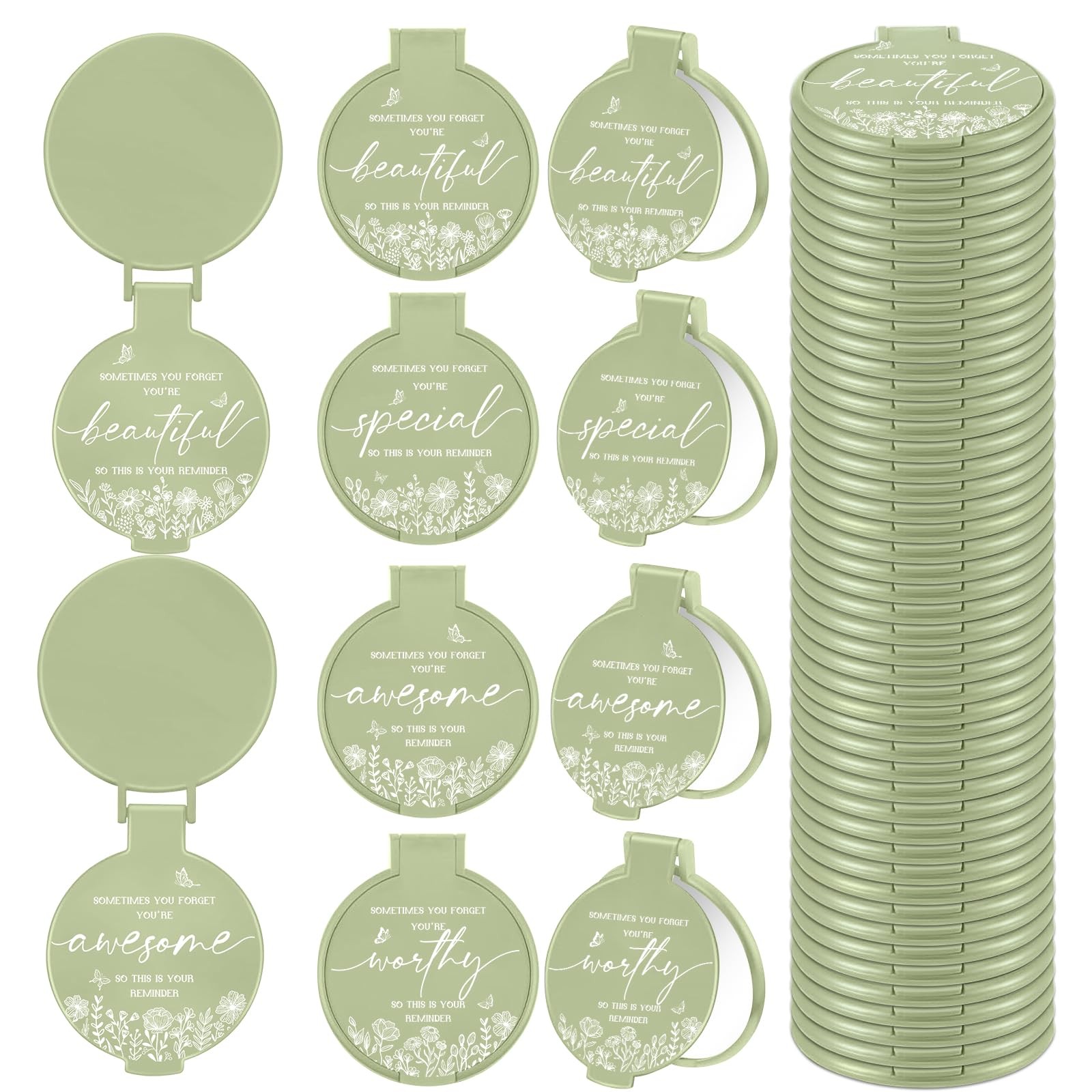 HSDSH 100 Pcs Inspirational Compact Mirror Bulk Small Pocket Mirror Purse Round
