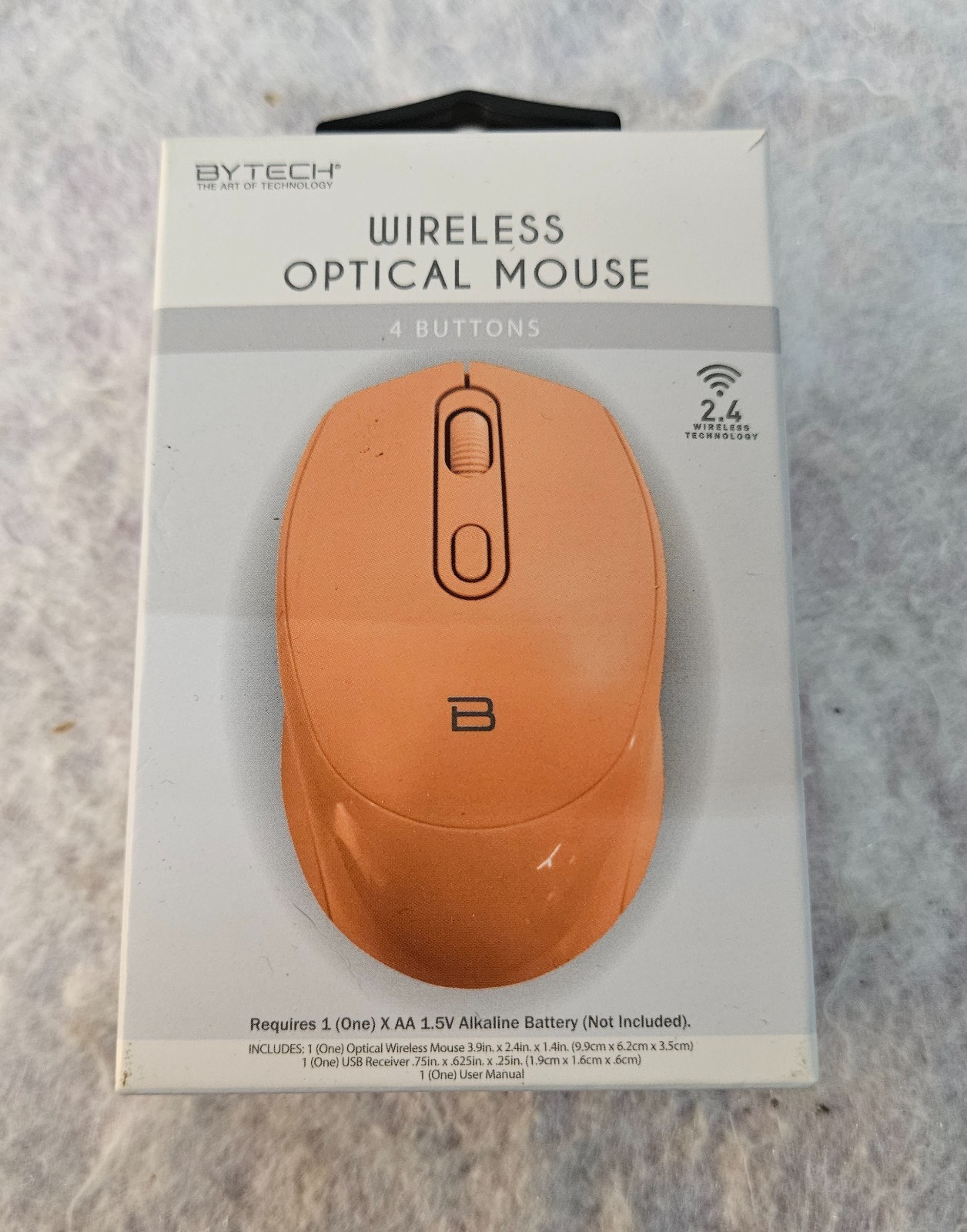 NIB BYTECH Wireless Optical Mouse BY-MS-WS-109 Orange Scroll Wheel DPI 3 Buttons