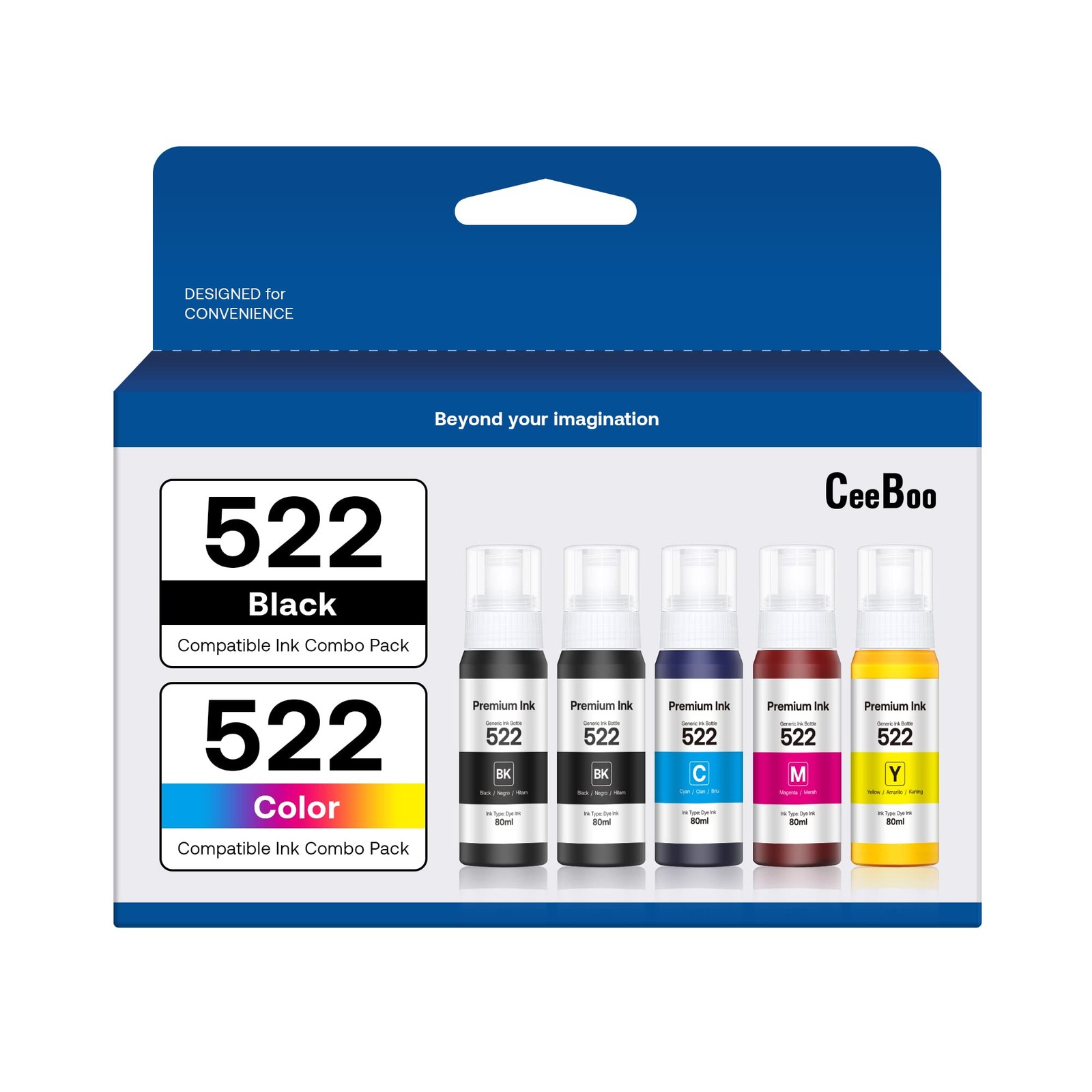 522 High Capacity (5 Bottles) Refill Ink Replacement for Epson Compatible 522...